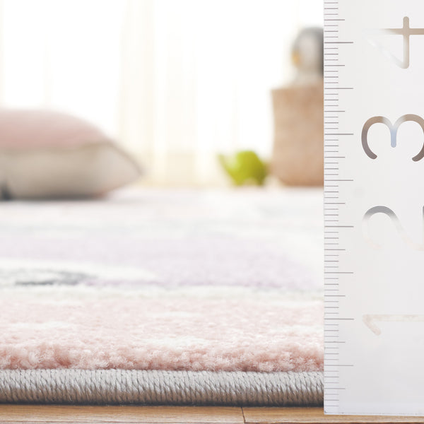 Safavieh Carousel Kids Collection Area Rug - Whimsical Cityscape Design For Playful Elegance And Comfort Grey ,Pink Polypropylene Crk193u-5