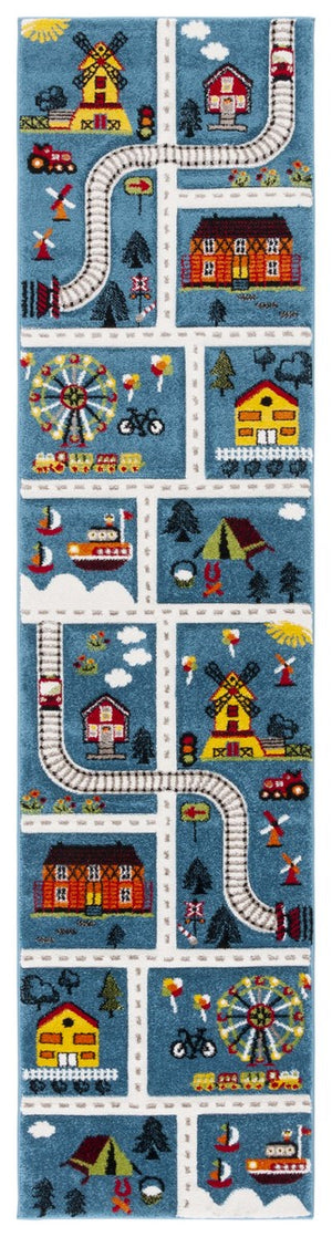 Safavieh Carousel Kids 197 Power Loomed Polyproplyene Pile Kids Rug Blue / Beige CRK197M-8SQ