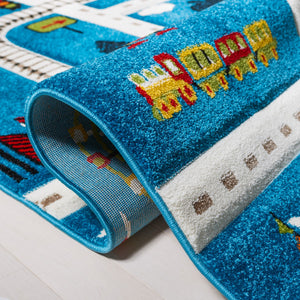 Safavieh Carousel Kids 197 Power Loomed Kids Rug Blue / Beige 3' x 3' Round