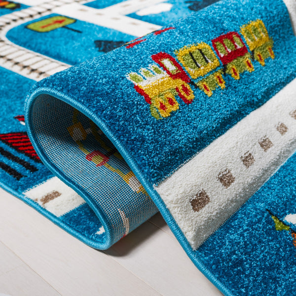 Safavieh Carousel Kids 197 Power Loomed Polyproplyene Pile Kids Rug Blue / Beige CRK197M-8SQ