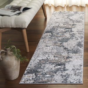 Safavieh Carter Modern Area Rug With Abstract Design For Stylish Corridors, Durable Power Loomed Craftsmanship Taupe ,Navy 40% Polypropylene,40% Jute,20% Polyester Crt216n-7r