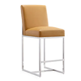 Manhattan Comfort Element Mid-Century Modern Counter Stool Camel and Polished Chrome CS003-CL