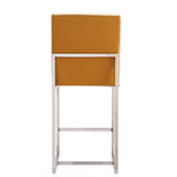 Manhattan Comfort Element Mid-Century Modern Counter Stool Camel and Polished Chrome CS003-CL