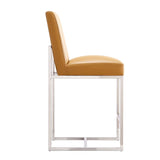 Manhattan Comfort Element Mid-Century Modern Counter Stool Camel and Polished Chrome CS003-CL