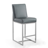 Manhattan Comfort Element Mid-Century Modern Counter Stool Graphite and Polished Chrome CS003-GP