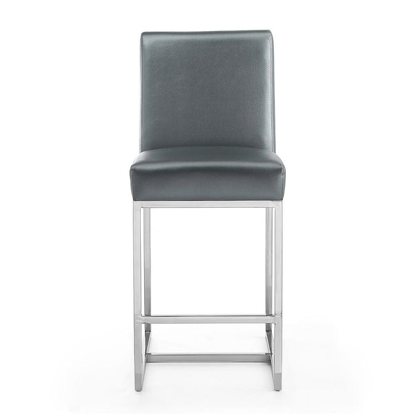 Manhattan Comfort Element Mid-Century Modern Counter Stool Graphite and Polished Chrome CS003-GP
