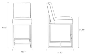 Manhattan Comfort Element Mid-Century Modern Counter Stool Pearl White and Polished Chrome CS003-PW