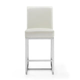 Manhattan Comfort Element Mid-Century Modern Counter Stool Pearl White and Polished Chrome CS003-PW