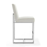 Manhattan Comfort Element Mid-Century Modern Counter Stool Pearl White and Polished Chrome CS003-PW