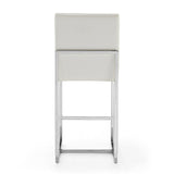 Manhattan Comfort Element Mid-Century Modern Counter Stool Pearl White and Polished Chrome CS003-PW