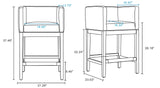 Manhattan Comfort Kingsley Mid-Century Modern Counter Stool Camel and Dark Walnut CS005-CL