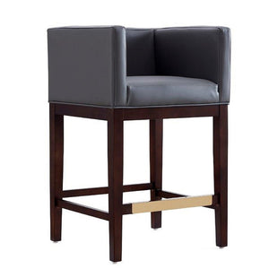 Manhattan Comfort Kingsley Mid-Century Modern Counter Stool Grey and Dark Walnut CS005-GY