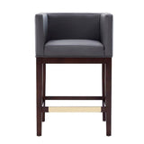 Manhattan Comfort Kingsley Mid-Century Modern Counter Stool Grey and Dark Walnut CS005-GY