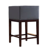 Manhattan Comfort Kingsley Mid-Century Modern Counter Stool Grey and Dark Walnut CS005-GY