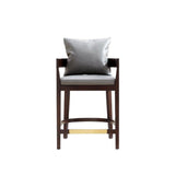 Manhattan Comfort Ritz Mid-Century Modern Counter Stool Grey and Dark Walnut CS006-GY