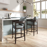 Manhattan Comfort Ritz Mid-Century Modern Counter Stool Grey and Dark Walnut CS006-GY