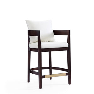 Ritz Counter Stool in Ivory and Dark Walnut CS006-IV Manhattan Comfort