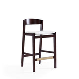 Klismos Counter Stool in Ivory and Dark Walnut CS007-IV Manhattan Comfort