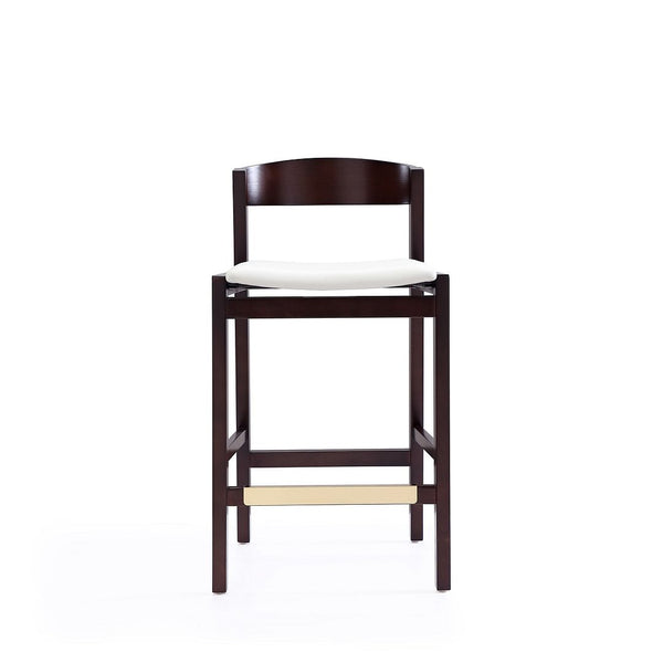 Klismos Counter Stool in Ivory and Dark Walnut CS007-IV Manhattan Comfort