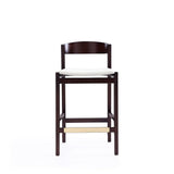 Klismos Counter Stool in Ivory and Dark Walnut CS007-IV Manhattan Comfort