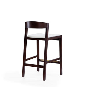 Klismos Counter Stool in Ivory and Dark Walnut CS007-IV Manhattan Comfort