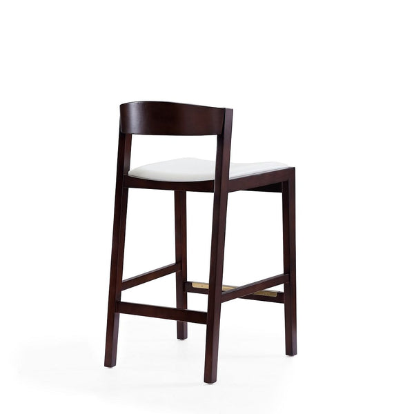 Klismos Counter Stool in Ivory and Dark Walnut CS007-IV Manhattan Comfort