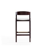 Klismos Counter Stool in Ivory and Dark Walnut CS007-IV Manhattan Comfort