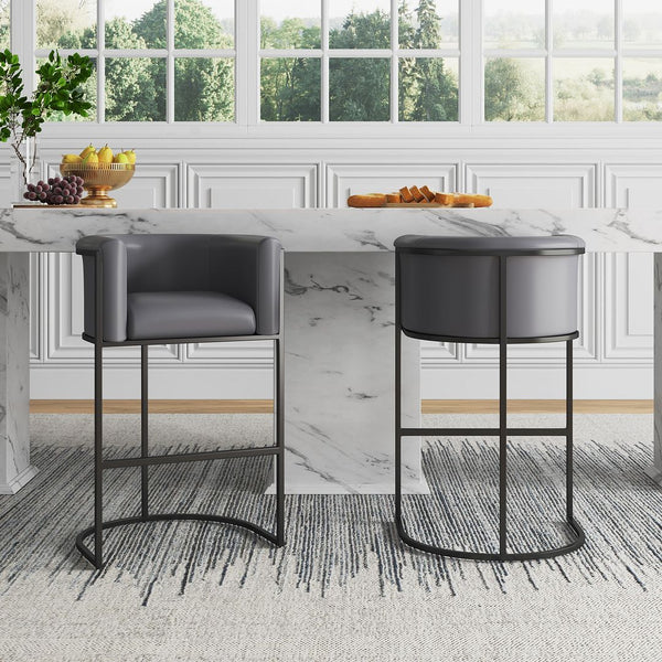Manhattan Comfort Cosmopolitan Mid-Century Modern Counter Stool (Set of 2) Grey and Black 2-CS008-GY