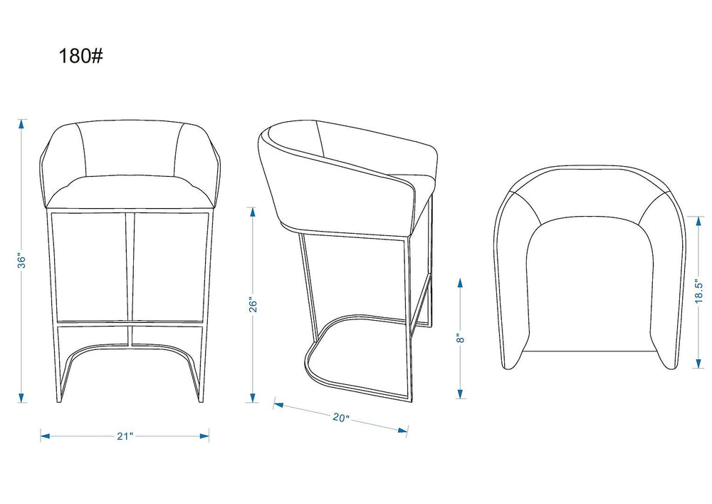 Manhattan Comfort Louvre Mid-Century Modern Counter Stool Cream and Titanium Gold CS009-CR