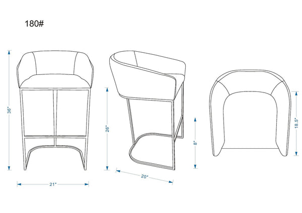 Louvre Counter Stool in Cream and Titanium Gold CS009-CR Manhattan Comfort