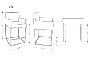 Ambassador Counter Stool in Cream and Black CS010-CR Manhattan Comfort