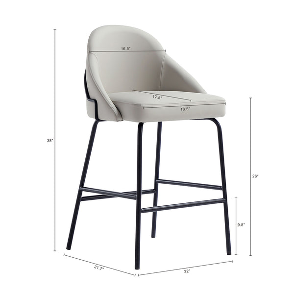 Manhattan Comfort Gracie Leatherette Counter Stools With Steel Legs For Elegant Dining Spaces – Timeless Design Stone And Black Steel Cs019-bst