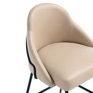 Manhattan Comfort Gracie Leatherette Counter Stools With Steel Legs For Elegant Dining Spaces – Timeless Design Tan And Black Steel Cs019-btn