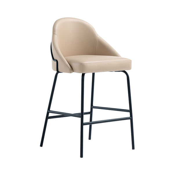 Manhattan Comfort Gracie Leatherette Counter Stools With Steel Legs For Elegant Dining Spaces – Timeless Design Tan And Black Steel Cs019-btn