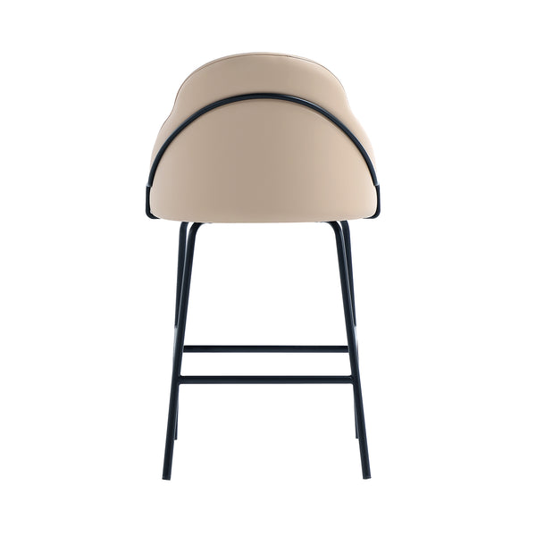 Manhattan Comfort Gracie Leatherette Counter Stools With Steel Legs For Elegant Dining Spaces – Timeless Design Tan And Black Steel Cs019-btn