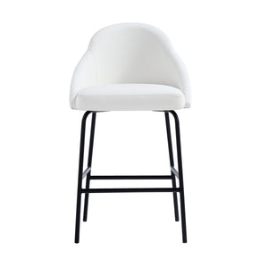 Manhattan Comfort Gracie Leatherette Counter Stools With Steel Legs For Elegant Dining Spaces – Timeless Design White And Black Steel Cs019-bwh