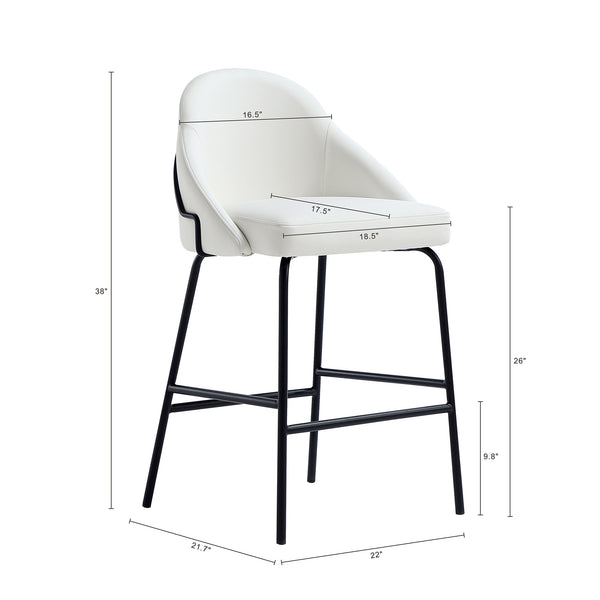 Manhattan Comfort Gracie Leatherette Counter Stools With Steel Legs For Elegant Dining Spaces – Timeless Design White And Black Steel Cs019-bwh