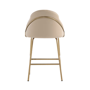 Manhattan Comfort Gracie Leatherette Counter Stools With Steel Legs For Elegant Dining Spaces – Timeless Design Tan And Gold Steel Cs019-gtn