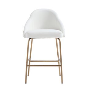 Manhattan Comfort Gracie Leatherette Counter Stools With Steel Legs For Elegant Dining Spaces – Timeless Design White And Gold Steel Cs019-gwh