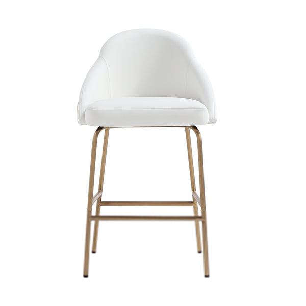 Manhattan Comfort Gracie Leatherette Counter Stools With Steel Legs For Elegant Dining Spaces – Timeless Design White And Gold Steel Cs019-gwh