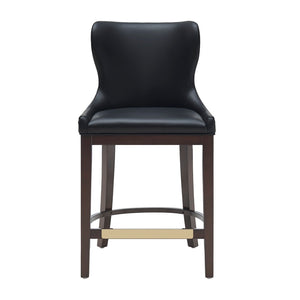 Manhattan Comfort Blair Elegant Leatherette Counter Stool With Beech Wood Legs And Gold-finished Footrest For Style Black Beech Wood Cs020-bk
