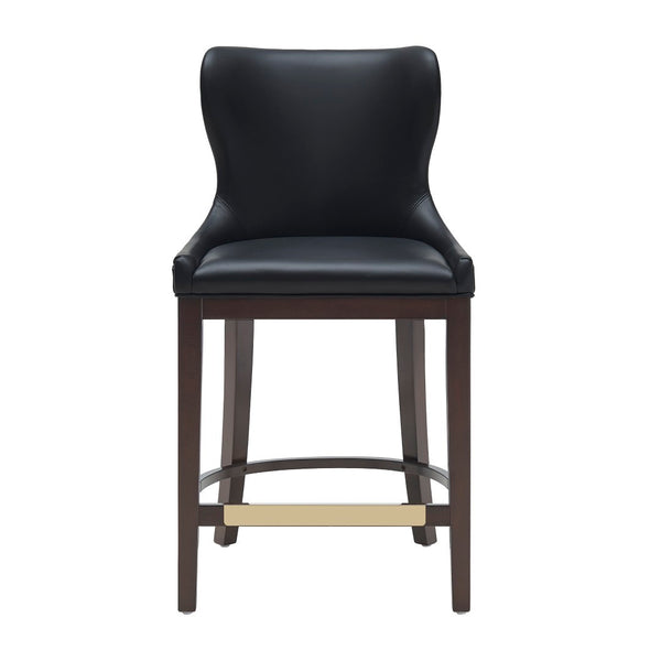 Manhattan Comfort Blair Elegant Leatherette Counter Stool With Beech Wood Legs And Gold-finished Footrest For Style Black Beech Wood Cs020-bk