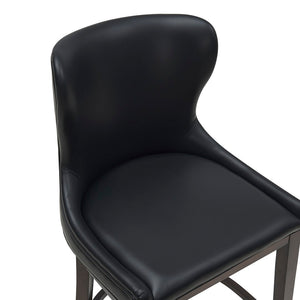 Manhattan Comfort Blair Elegant Leatherette Counter Stool With Beech Wood Legs And Gold-finished Footrest For Style Black Beech Wood Cs020-bk