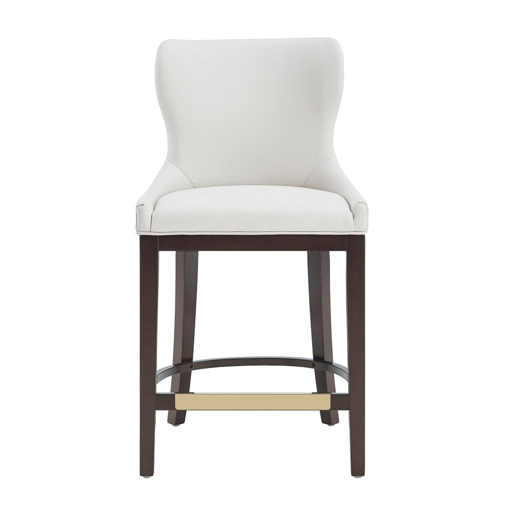 Manhattan Comfort Blair Elegant Leatherette Counter Stool With Beech Wood Legs And Gold-finished Footrest For Style White Beech Wood Cs020-wh