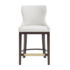 Manhattan Comfort Blair Elegant Leatherette Counter Stool With Beech Wood Legs And Gold-finished Footrest For Style White Beech Wood Cs020-wh