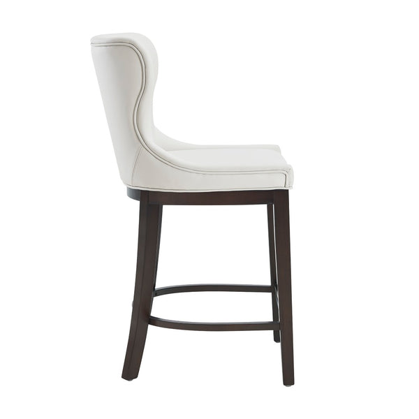 Manhattan Comfort Blair Elegant Leatherette Counter Stool With Beech Wood Legs And Gold-finished Footrest For Style White Beech Wood Cs020-wh