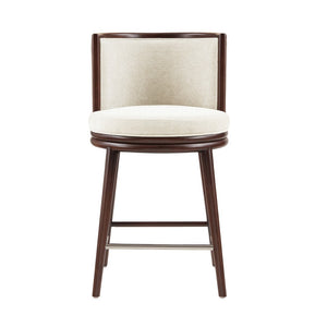 Manhattan Comfort Evalyn Exquisite Textured Chenille Counter Stool With Elegant Beech Wood Frame And Comfort Design Cream Beech Wood Cs021-cr