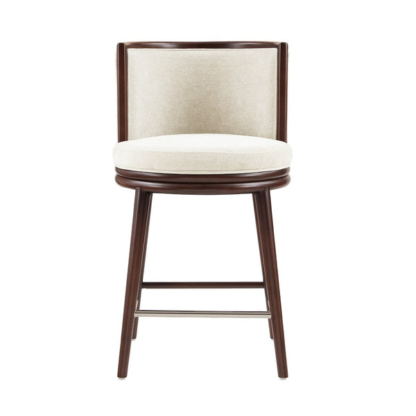 Manhattan Comfort Evalyn Exquisite Textured Chenille Counter Stool With Elegant Beech Wood Frame And Comfort Design Cream Beech Wood Cs021-cr