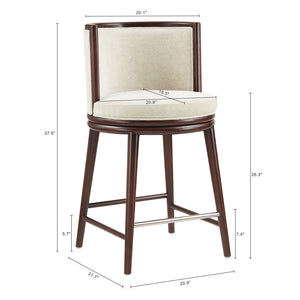 Manhattan Comfort Evalyn Exquisite Textured Chenille Counter Stool With Elegant Beech Wood Frame And Comfort Design Cream Beech Wood Cs021-cr