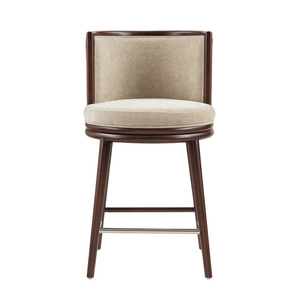 Manhattan Comfort Evalyn Exquisite Textured Chenille Counter Stool With Elegant Beech Wood Frame And Comfort Design Natural Beech Wood Cs021-na